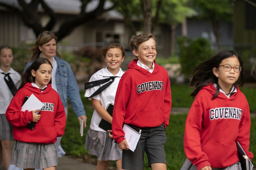 Students and teachers go through a normal day at school Thursday, April 21, 2022 at The Covenant School in Dallas.